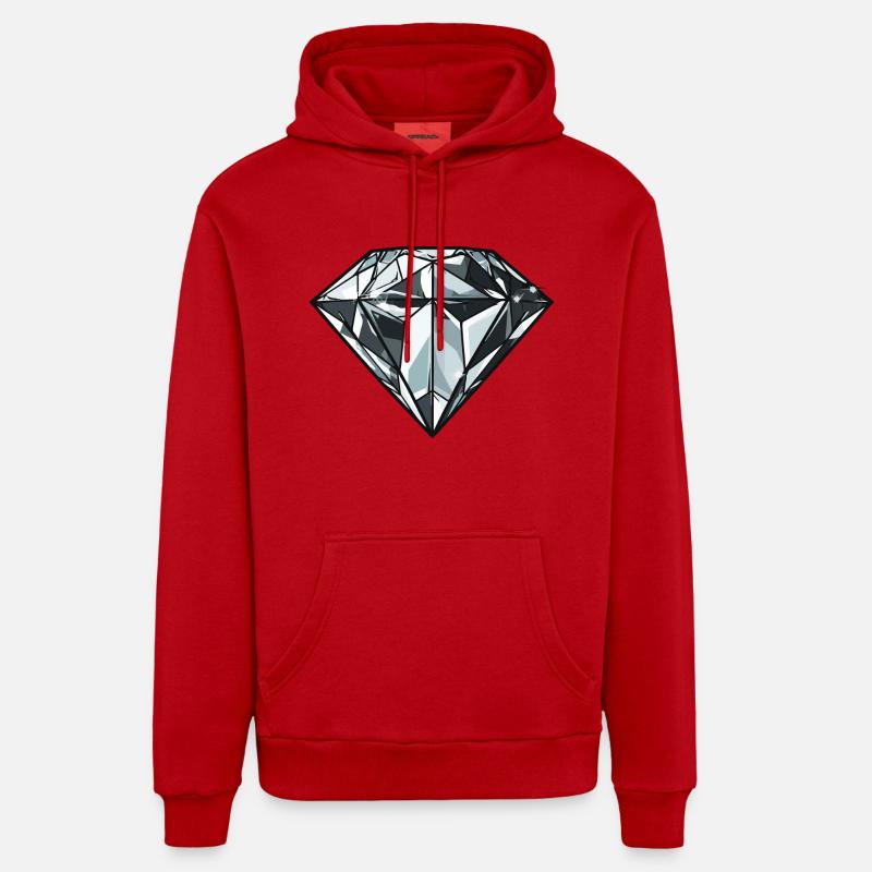 Bijou en diamant - Sweat à capuche bio décontracté fabriqué en UE - rouge