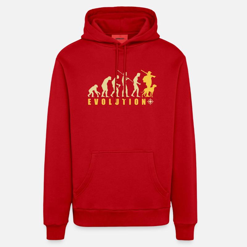 Evolution Hunter Funny Hunting Gift - Organic Relaxed Hoodie Made in EU - red