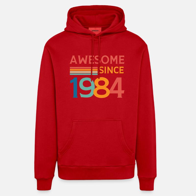 Awesome since 1984 - Sweat à capuche bio décontracté fabriqué en UE - rouge