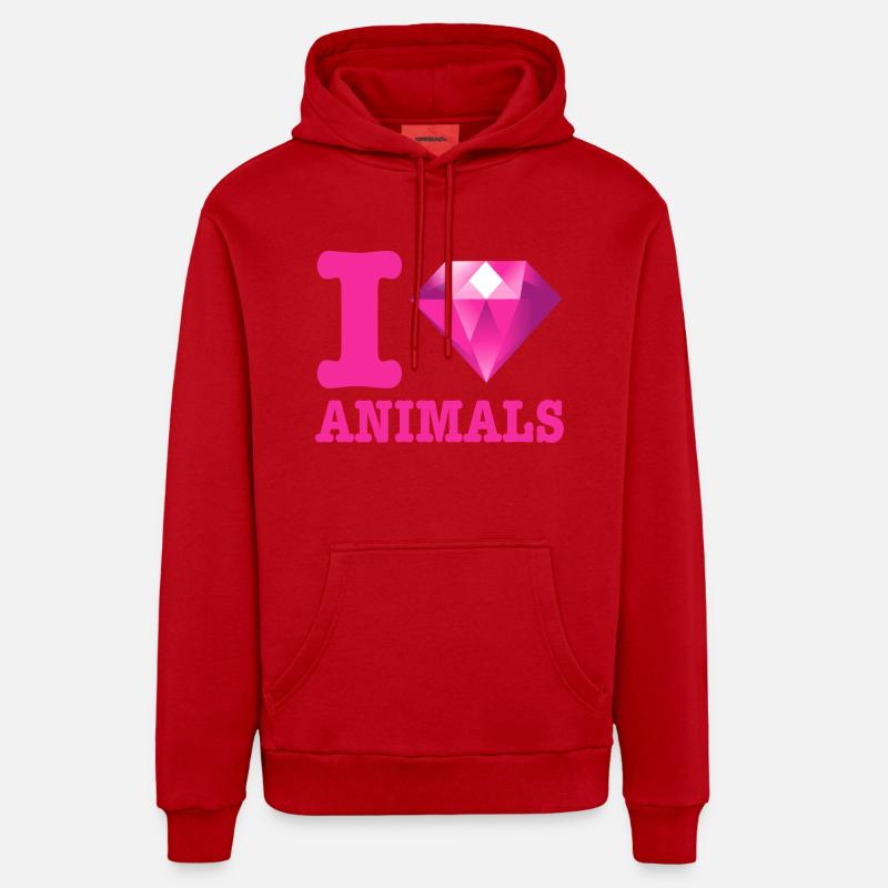 I LOVE ANIMALS 1 - Sweat à capuche bio décontracté fabriqué en UE - rouge