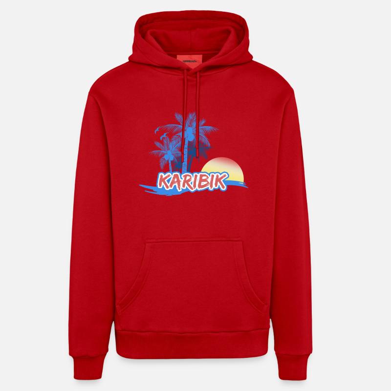 Caraïbes - Sweat à capuche bio décontracté fabriqué en UE - rouge