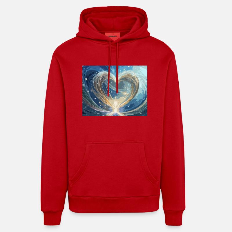 Cœur d’eau et de lumière - Sweat à capuche bio décontracté fabriqué en UE - rouge