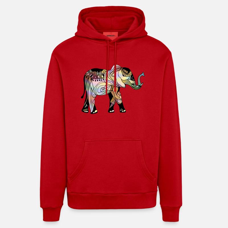 Éléphant - Sweat à capuche bio décontracté fabriqué en UE - rouge