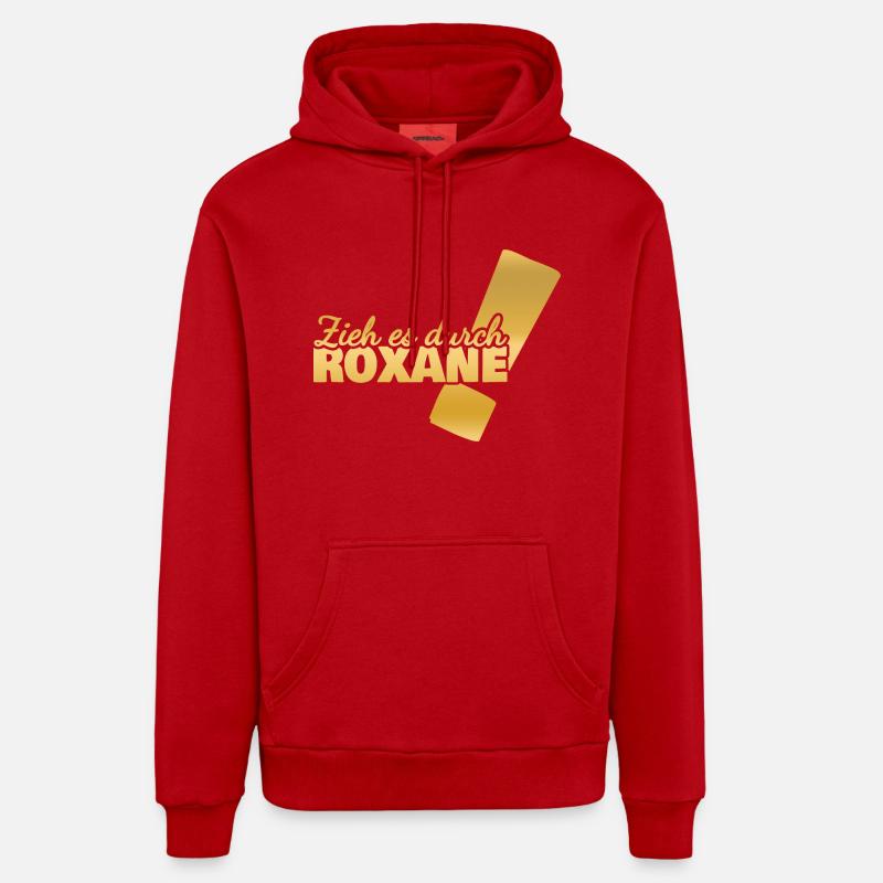 Prénom Roxane - Sweat à capuche bio décontracté fabriqué en UE - rouge