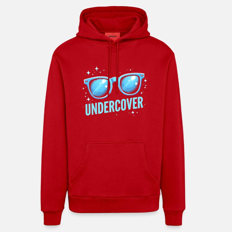 Déguisement Undercover - Sunglasses Fun - Sweat à capuche bio décontracté fabriqué en UE - rouge