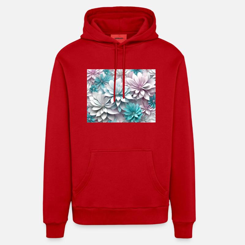 Fleurs en papier - Sweat à capuche bio décontracté fabriqué en UE - rouge