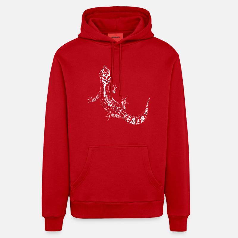 Gecko / Gecko léopard - Sweat à capuche bio décontracté fabriqué en UE - rouge