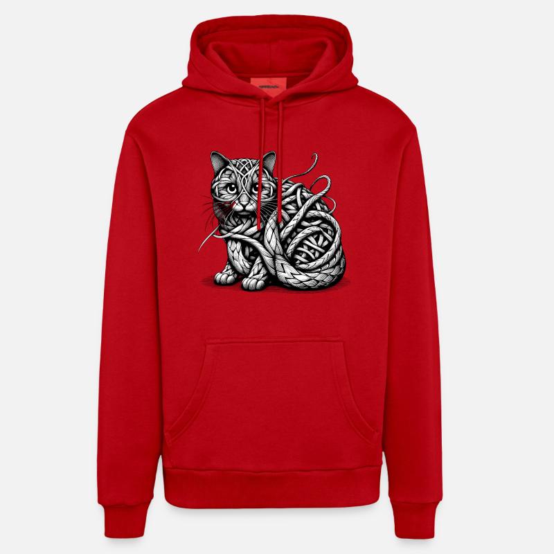 Art du chat - Sweat à capuche bio décontracté fabriqué en UE - rouge