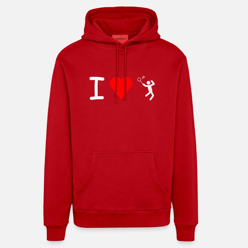 J'adore Badminton - Sweat à capuche bio décontracté fabriqué en UE - rouge