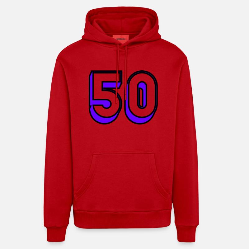 50. HAPPY BIRTHDAY. JOYEUX ANNIVERSAIRE - Sweat à capuche bio décontracté fabriqué en UE - rouge