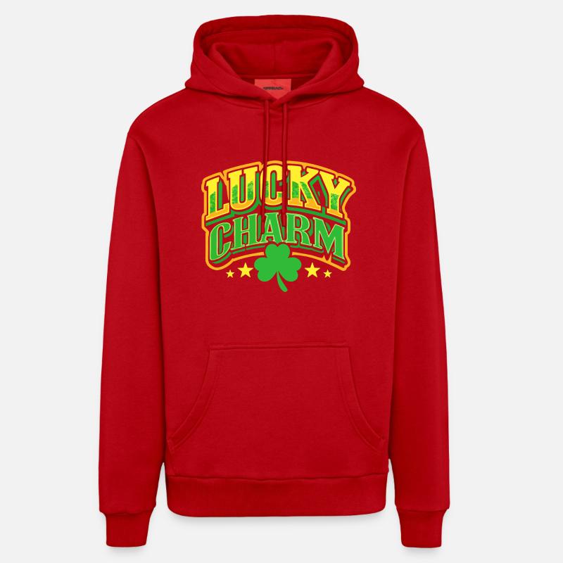 Porte-bonheur - Saint-Patrick - Irlande - Sweat à capuche bio décontracté fabriqué en UE - rouge