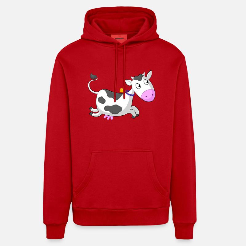 Galloping comique de vache - Sweat à capuche bio décontracté fabriqué en UE - rouge