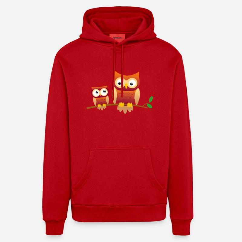 Eule mit kleiner Eule - Organic Relaxed Hoodie Made in EU - Rot