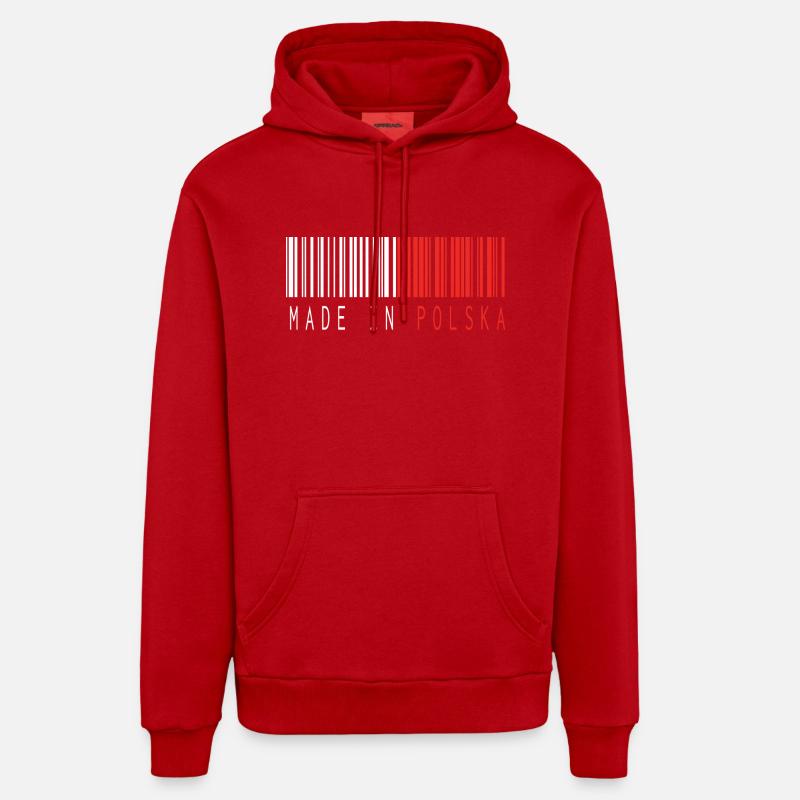 EN POLOGNE BARCODE MADE - Sweat à capuche bio décontracté fabriqué en UE - rouge