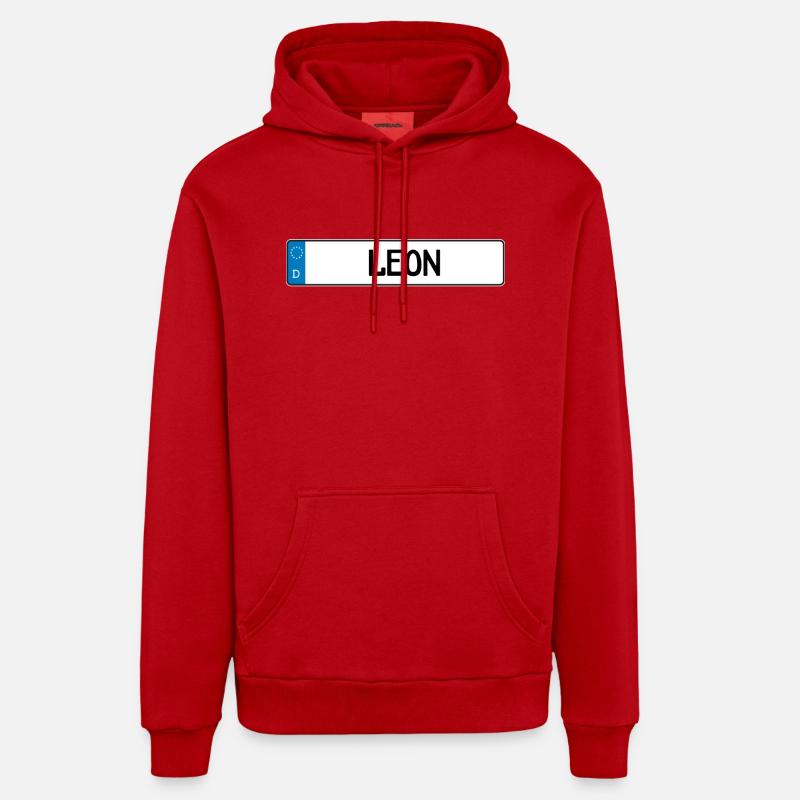 Leon cadeau plaque - Sweat à capuche bio décontracté fabriqué en UE - rouge