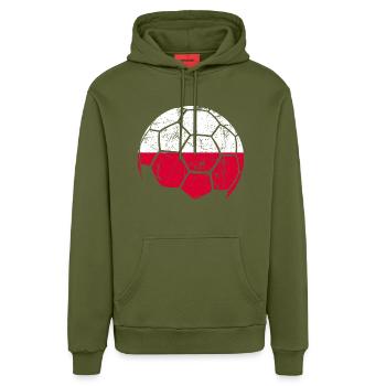 Poland Soccer Ball Fußball - Organic Relaxed Hoodie Made in EU - MOSS GREEN - Vorne