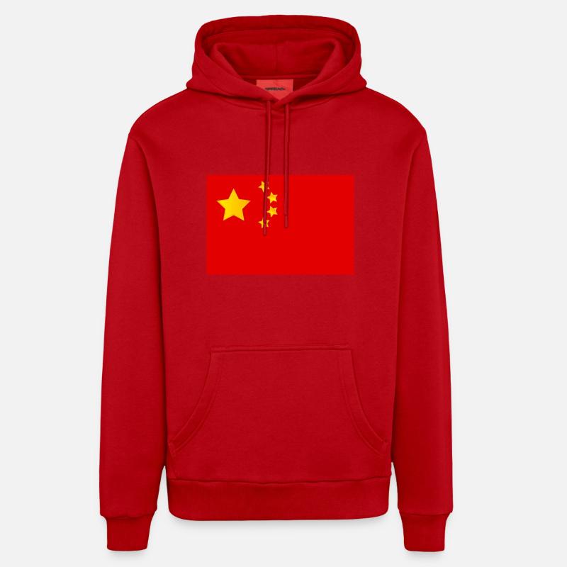 drapeau Chine - Sweat à capuche bio décontracté fabriqué en UE - rouge