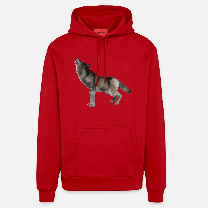 Loup - Sweat à capuche bio décontracté fabriqué en UE - rouge