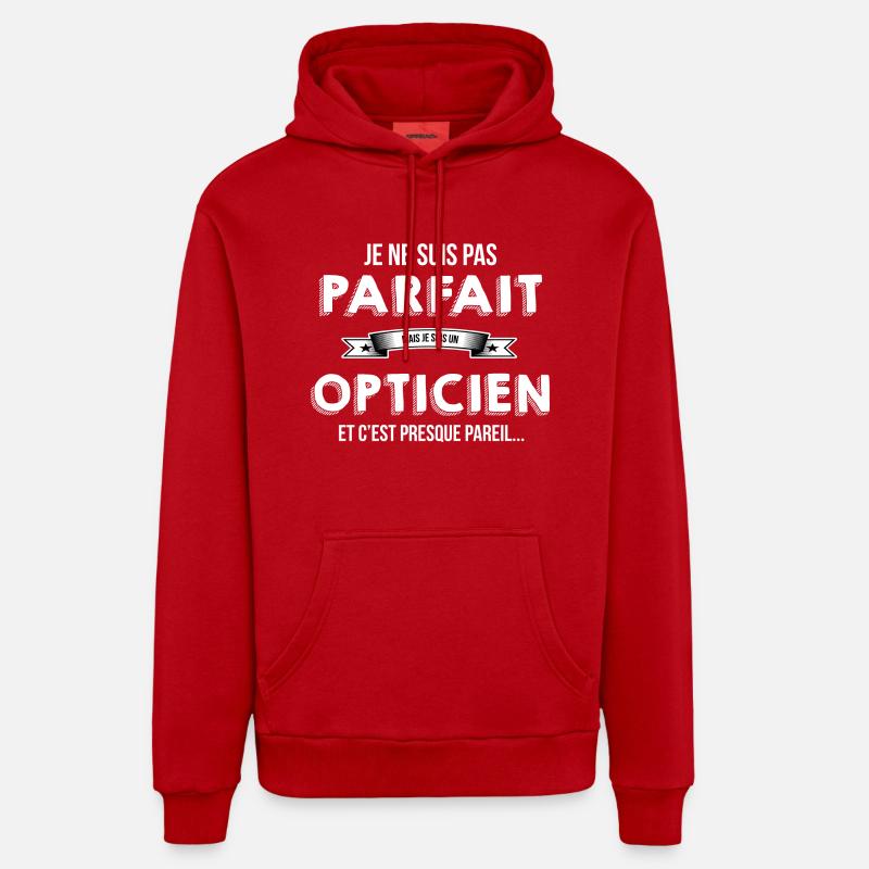 Opticien - Sweat à capuche bio décontracté fabriqué en UE - rouge