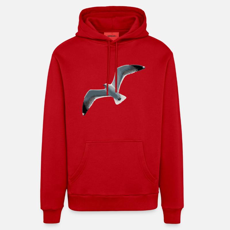 Mouette - Sweat à capuche bio décontracté fabriqué en UE - rouge