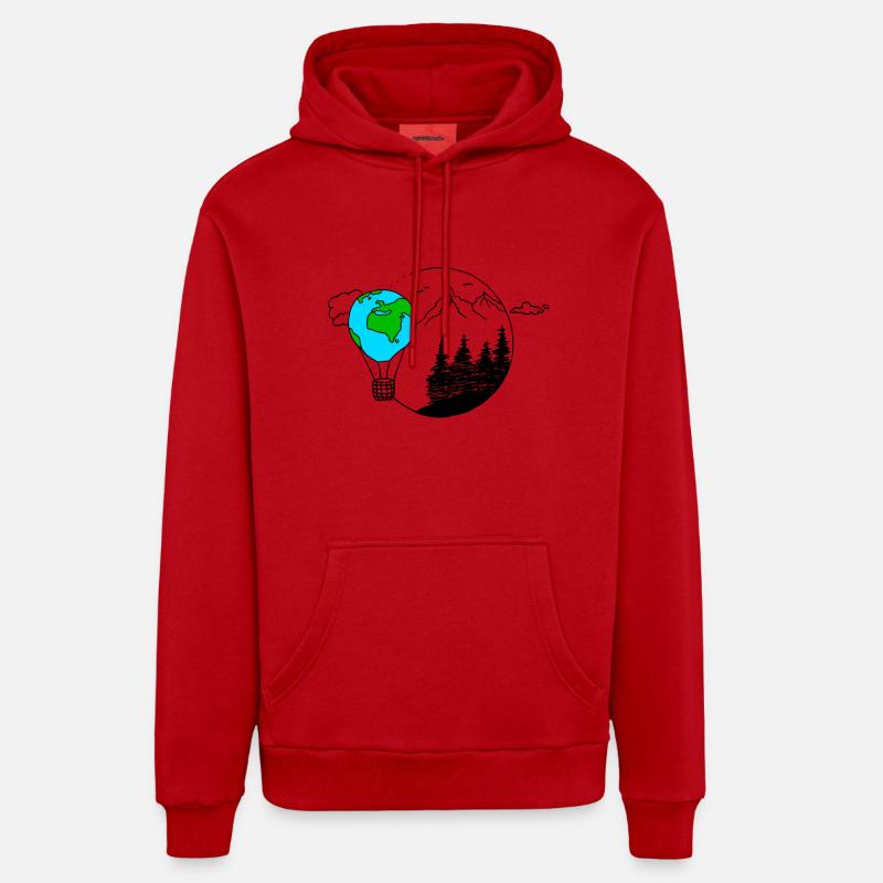 Monts Globe - Sweat à capuche bio décontracté fabriqué en UE - rouge
