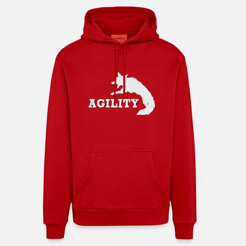 Agility Border Blanc - Sweat à capuche bio décontracté fabriqué en UE - rouge