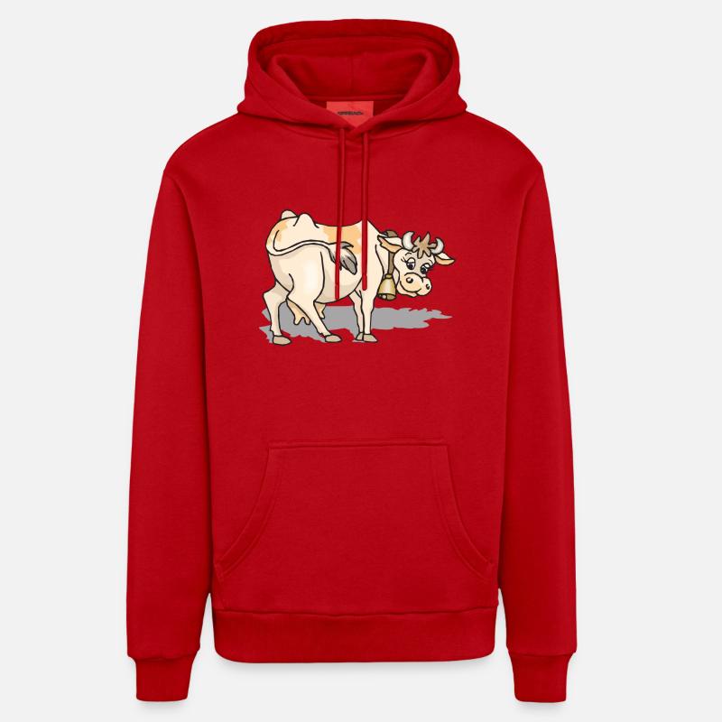vache - Sweat à capuche bio décontracté fabriqué en UE - rouge