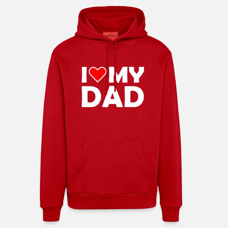 I love my dad - Sweat à capuche bio décontracté fabriqué en UE - rouge