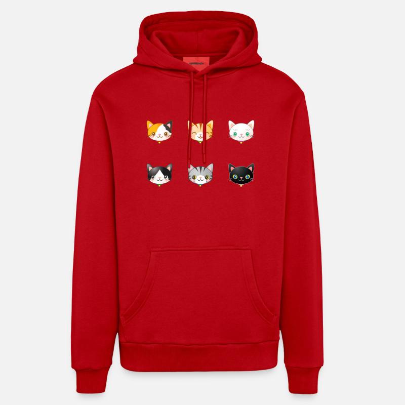 chats - Sweat à capuche bio décontracté fabriqué en UE - rouge
