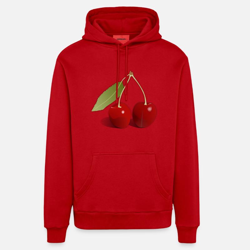Cerises - Sweat à capuche bio décontracté fabriqué en UE - rouge