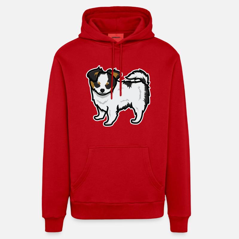 Dessin de chien - Sweat à capuche bio décontracté fabriqué en UE - rouge
