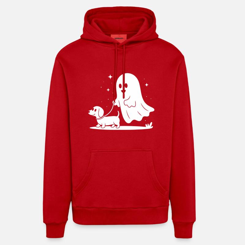 Fantôme chien ami de nuit - Sweat à capuche bio décontracté fabriqué en UE - rouge