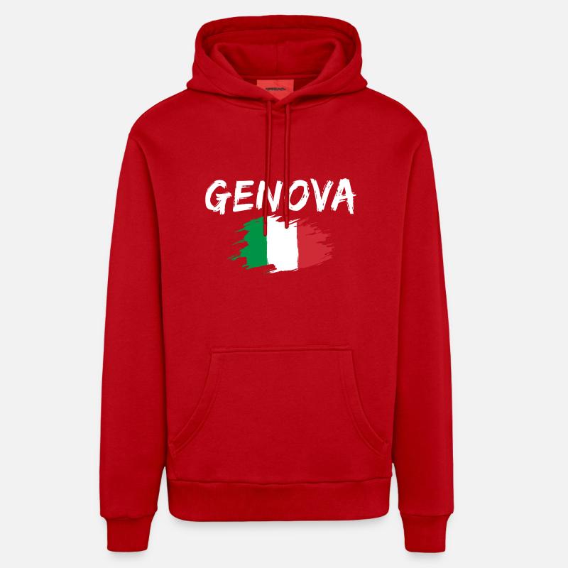 Gênes Italie Drapeau Gênes - Sweat à capuche bio décontracté fabriqué en UE - rouge