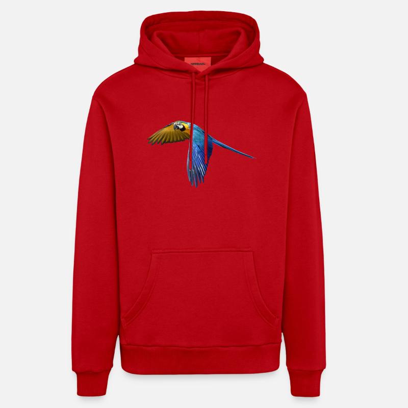 perroquet perroquet oiseau vogel2 - Sweat à capuche bio décontracté fabriqué en UE - rouge