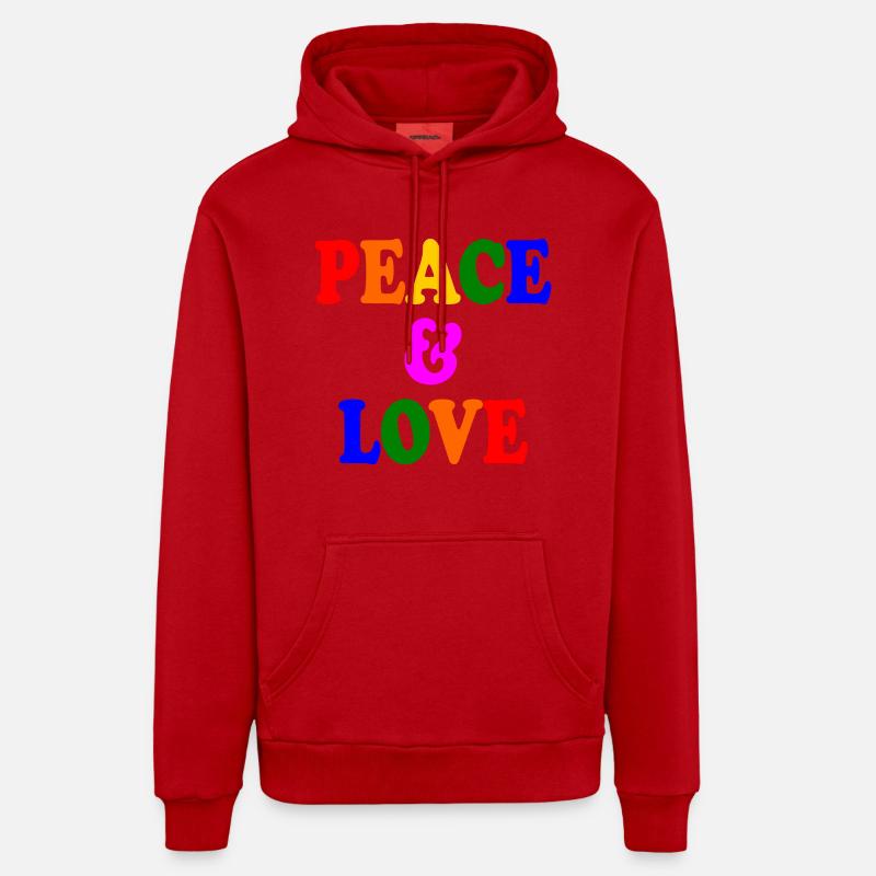Peace and love - Sweat à capuche bio décontracté fabriqué en UE - rouge