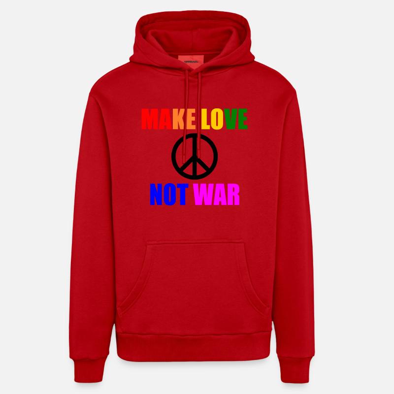 Make love not war - Sweat à capuche bio décontracté fabriqué en UE - rouge