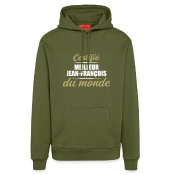 Certifié meilleur jean françois du monde - Sweat à capuche bio décontracté fabriqué en UE - MOSS GREEN - Devant