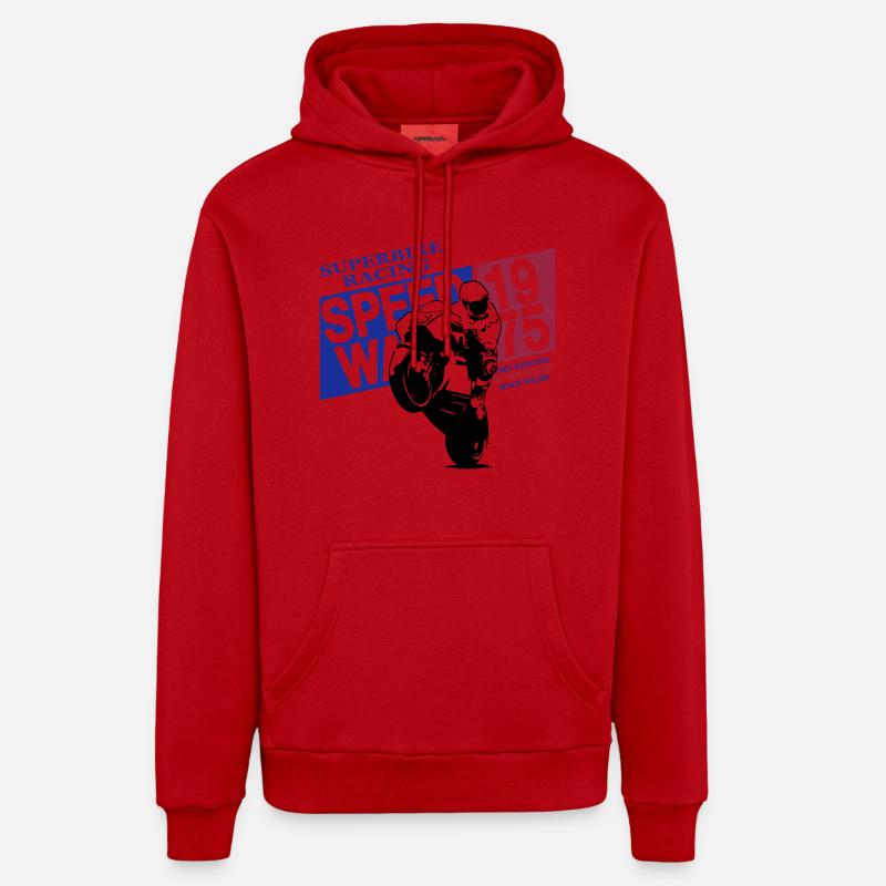 Moto-GP Racing - Sweat à capuche bio décontracté fabriqué en UE - rouge