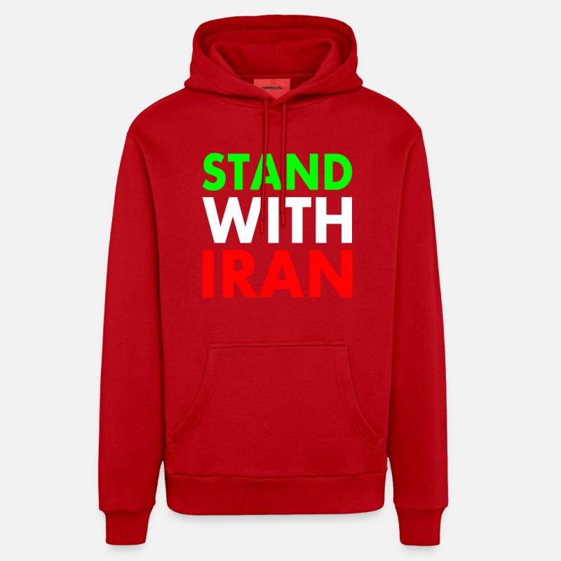 Stand with iran - Sweat à capuche bio décontracté fabriqué en UE - rouge