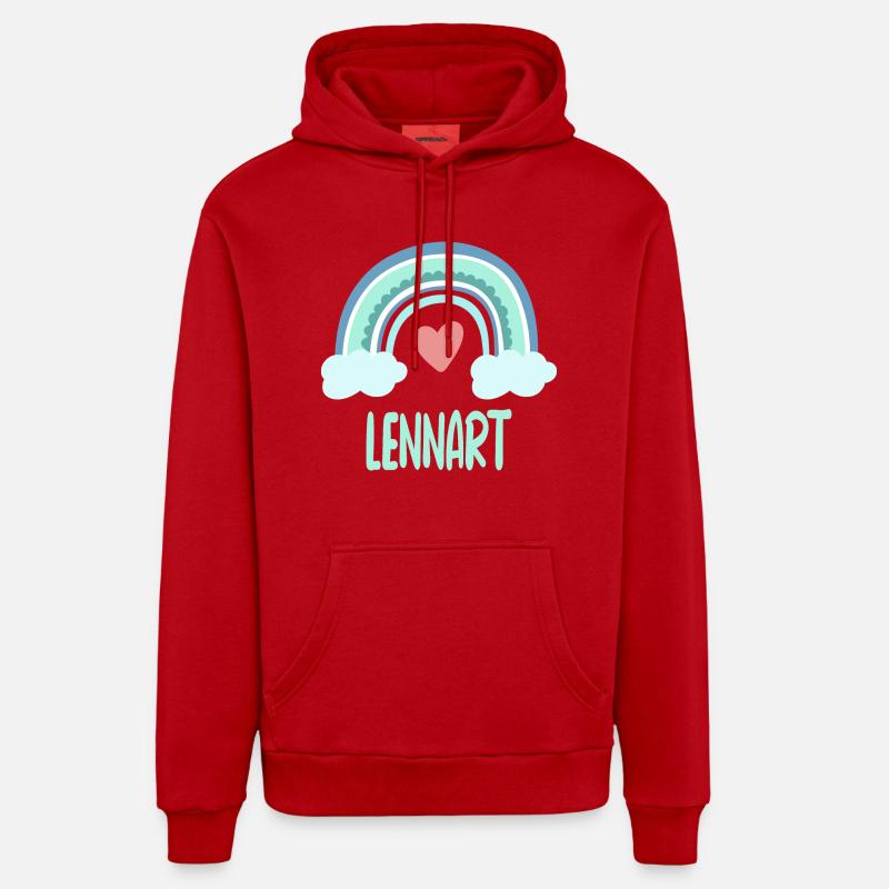 Lennart Nom Rainbow Baby - Sweat à capuche bio décontracté fabriqué en UE - rouge
