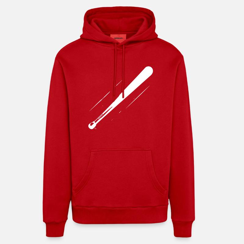 Dessin de batte de baseball - Sweat à capuche bio décontracté fabriqué en UE - rouge