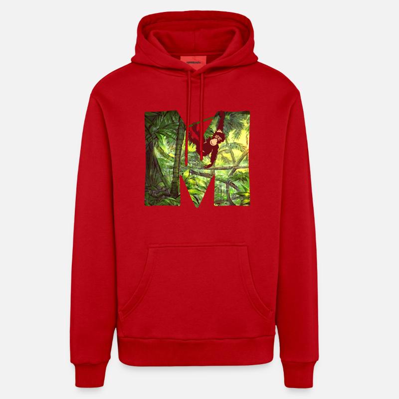jungle avec affe m - Sweat à capuche bio décontracté fabriqué en UE - rouge
