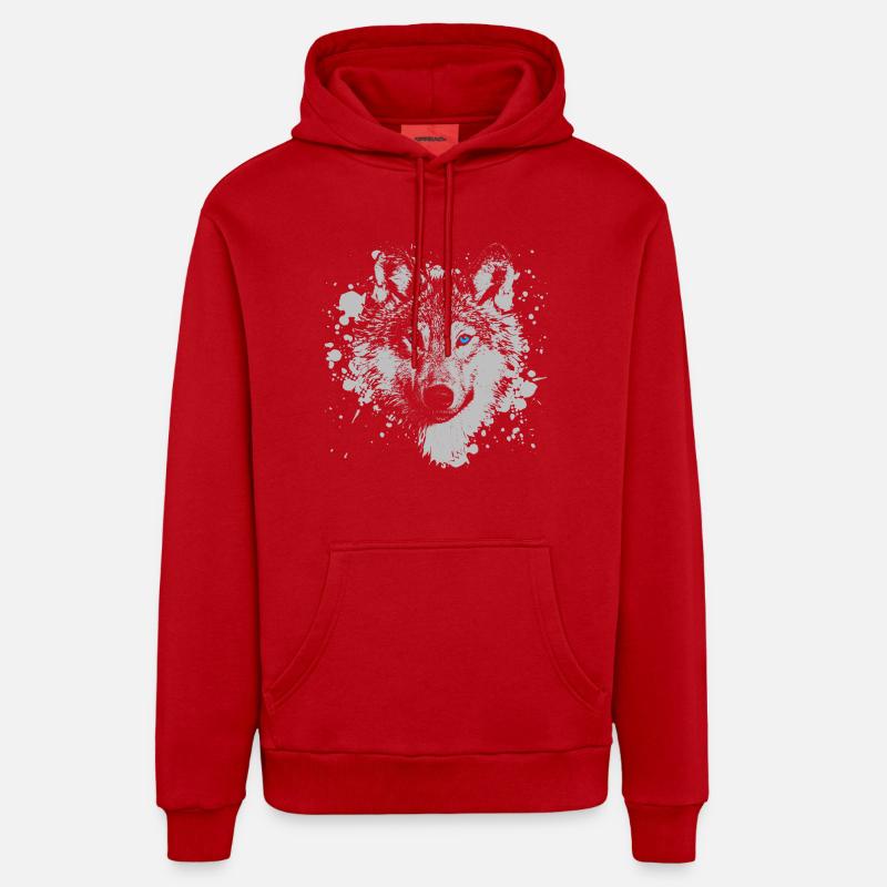 mystique Wolf Pack - Sweat à capuche bio décontracté fabriqué en UE - rouge