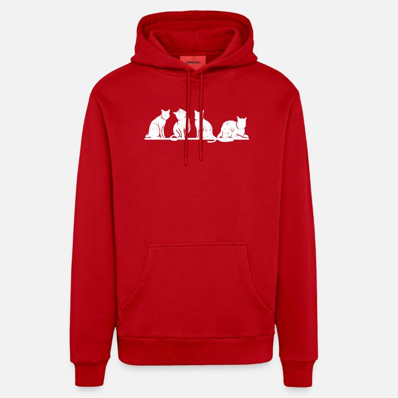 Silhouette de chat - Sweat à capuche bio décontracté fabriqué en UE - rouge