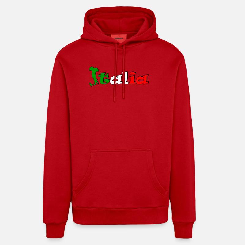 T-shirt logo Italia - Sweat à capuche bio décontracté fabriqué en UE - rouge