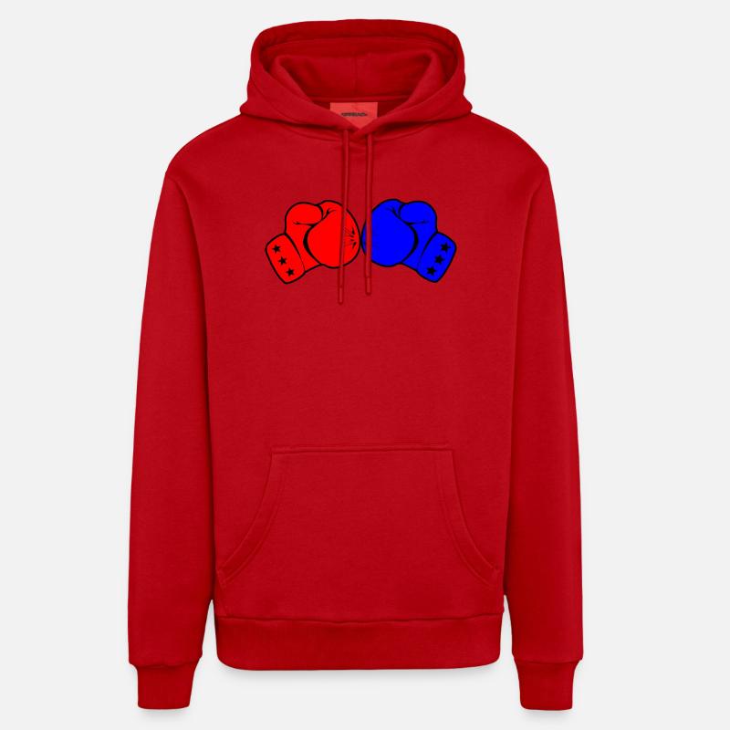 Zwei Boxhandschuhe rot und blau Organic Relaxed Hoodie Made in EU