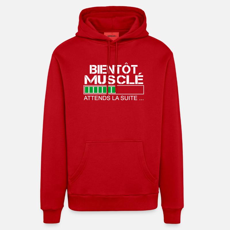 Bientot musclé (blanc et vert) - Sweat à capuche bio décontracté fabriqué en UE - rouge