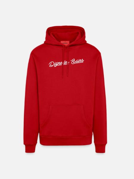 Digne les bains - Sweat à capuche bio décontracté fabriqué en UE - rouge