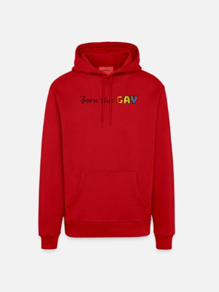 Rainbow né ce gay - Sweat à capuche bio décontracté fabriqué en UE - rouge