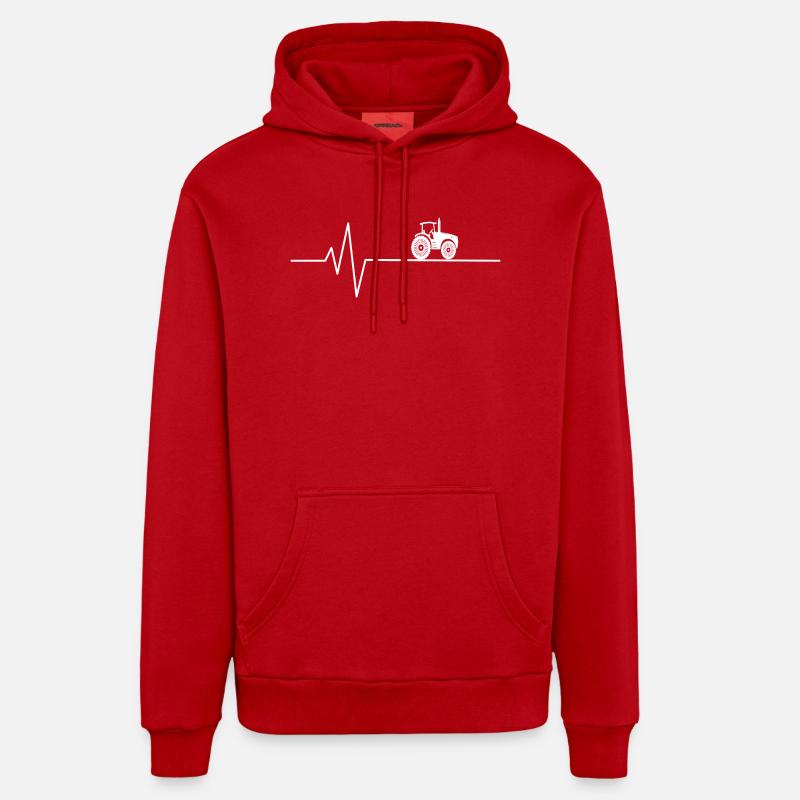 Tracteur Heartbeat Farmer - Sweat à capuche bio décontracté fabriqué en UE - rouge